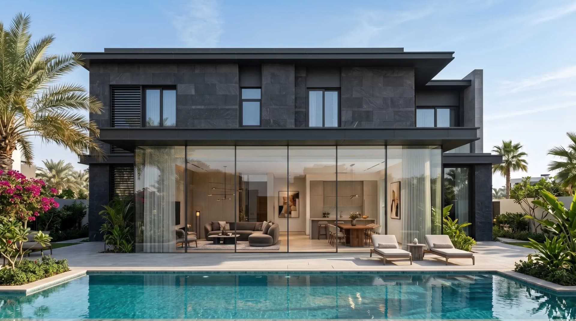 Villa glazing in the clear state